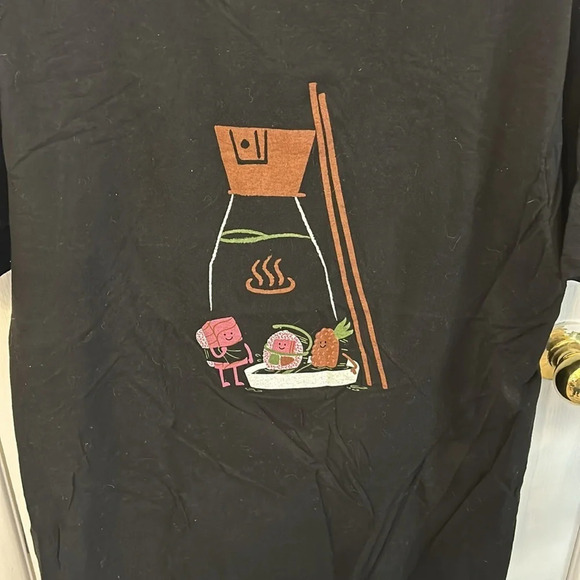 Sushi and Soy Sauce Unisex Large Cotton Black Funny Graphic T shirt Cosplay - Picture 4 of 4